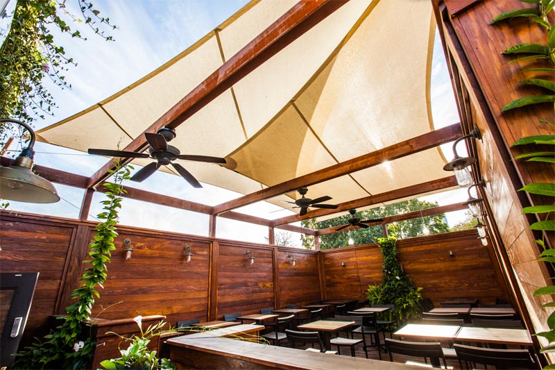 Free-Span Shade Sails over Bar