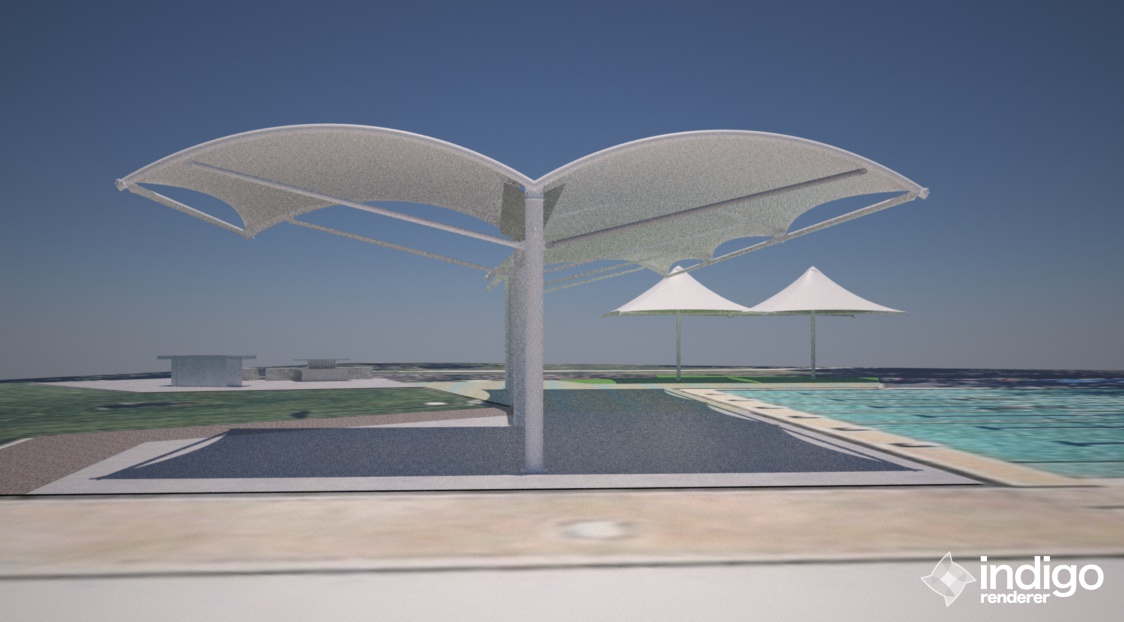 Cantilever Fabric Structure Example Render
