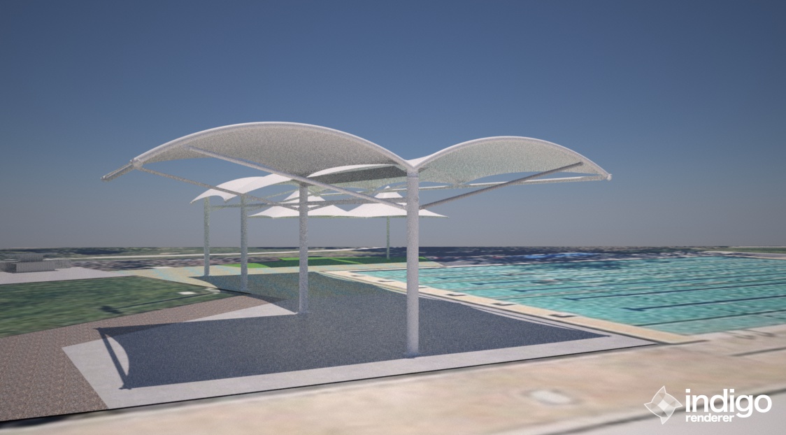 Cantilever Fabric Structure Example Render